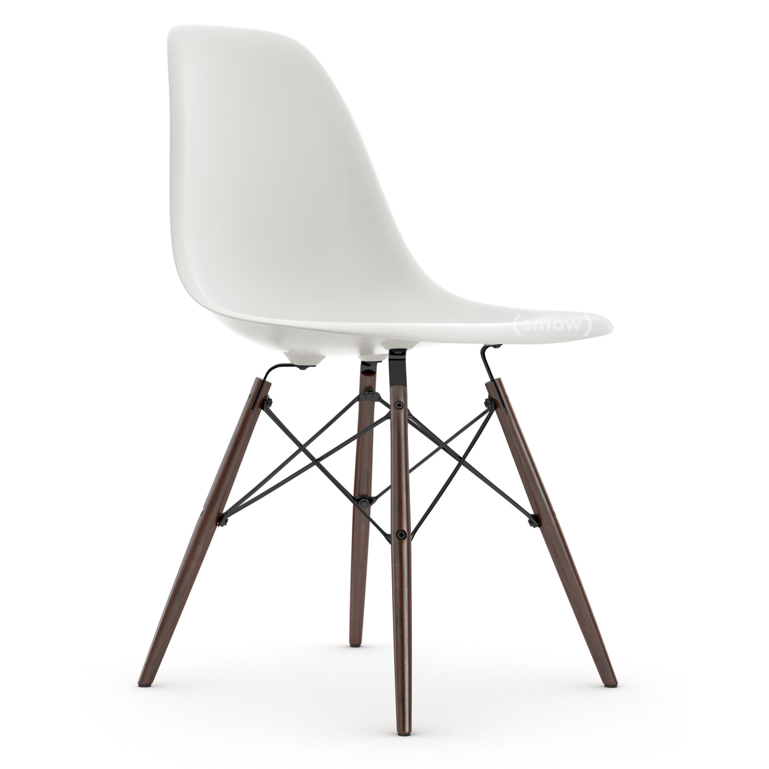 Eames Plastic Side Chair RE DSW WeiB Ohne Polsterung Ohne Polsterung Standardhohe 43 cm Ahorn dunkel