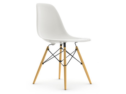 Eames Plastic Side Chair RE DSW Weiß|Ohne Polsterung|Ohne Polsterung|Standardhöhe - 43 cm|Esche honigfarben