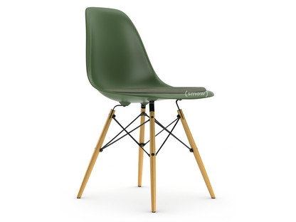Eames Plastic Side Chair RE DSW Forest|Mit Sitzpolster|Elfenbein / forest|Standardhöhe - 43 cm|Esche honigfarben