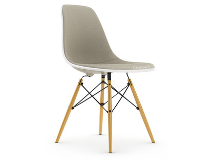Eames Plastic Side Chair RE DSW Kieselstein|Mit Vollpolsterung|Warmgrey / elfenbein|Standardhöhe - 43 cm|Ahorn gelblich