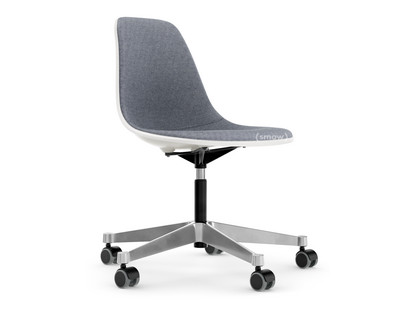 Eames Plastic Side Chair RE PSCC Weiß|Mit Vollpolsterung|Dunkelblau / elfenbein