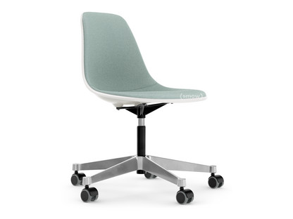 Eames Plastic Side Chair RE PSCC Weiß|Mit Vollpolsterung|Eisblau / elfenbein