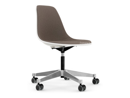 Eames Plastic Side Chair RE PSCC Weiß|Mit Vollpolsterung|Warmgrey / moorbraun