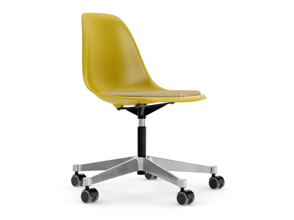 Eames Plastic Side Chair RE PSCC Senf RE|Mit Sitzpolster|Senf / elfenbein