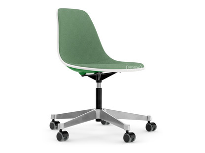 Eames Plastic Side Chair RE PSCC Grün|Mit Vollpolsterung|Grün / elfenbein