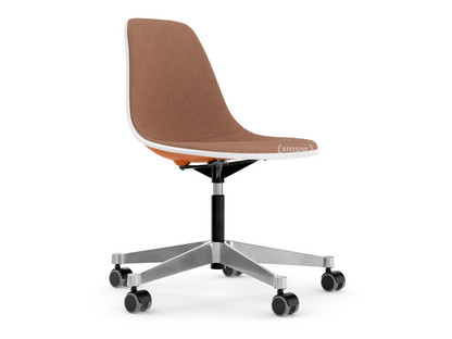 Eames Plastic Side Chair RE PSCC Rostorange RE|Mit Vollpolsterung|Cognac / elfenbein