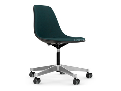 Eames Plastic Side Chair RE PSCC Tiefschwarz RE|Mit Vollpolsterung|Petrol / moorbraun