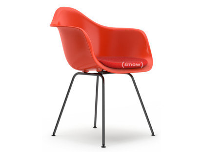 Eames Plastic Armchair RE DAX Rot (poppy red)|Mit Sitzpolster|Koralle / Poppy red|Standardhöhe - 43 cm|Beschichtet basic dark