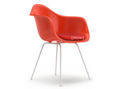 Eames Plastic Armchair RE DAX Rot (poppy red)|Mit Sitzpolster|Koralle / Poppy red|Standardhöhe - 43 cm|Beschichtet weiß