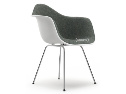 Eames Plastic Armchair RE DAX Weiß|Mit Vollpolsterung|Nero / elfenbein|Standardhöhe - 43 cm|Verchromt