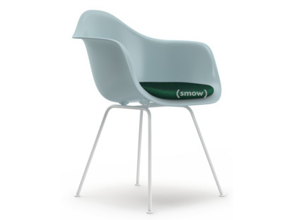 Eames Plastic Armchair RE DAX Eisgrau|Mit Sitzpolster|Mint / forest|Standardhöhe - 43 cm|Beschichtet weiß