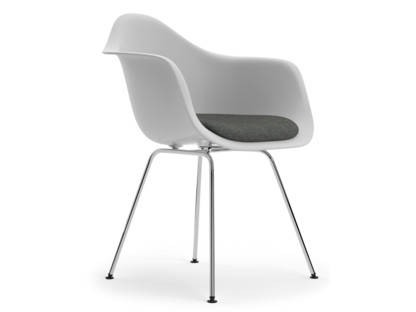Eames Plastic Armchair RE DAX Cotton white|Mit Sitzpolster|Nero / elfenbein|Standardhöhe - 43 cm|Verchromt