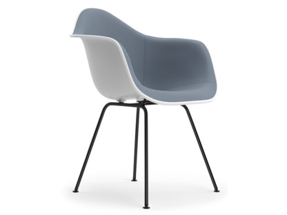 Eames Plastic Armchair RE DAX Cotton white|Mit Vollpolsterung|Dunkelblau / elfenbein|Standardhöhe - 43 cm|Beschichtet basic dark