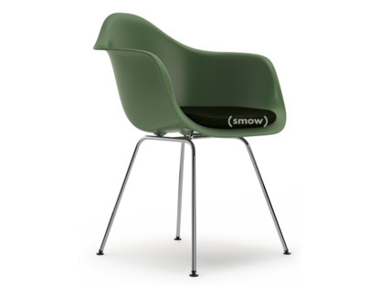 Eames Plastic Armchair RE DAX Forest|Mit Sitzpolster|Nero / forest|Standardhöhe - 43 cm|Verchromt