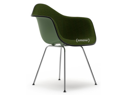Eames Plastic Armchair RE DAX Forest|Mit Vollpolsterung|Nero / forest|Standardhöhe - 43 cm|Verchromt