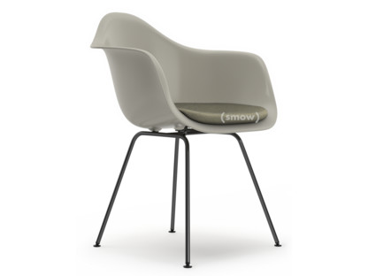 Eames Plastic Armchair RE DAX Kieselstein|Mit Sitzpolster|Warmgrey / elfenbein|Standardhöhe - 43 cm|Beschichtet basic dark