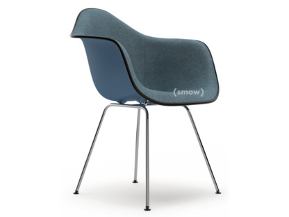 Eames Plastic Armchair RE DAX Meerblau|Mit Vollpolsterung|Eisblau / moorbraun|Standardhöhe - 43 cm|Verchromt