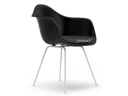 Eames Plastic Armchair RE DAX Tiefschwarz|Mit Sitzpolster|Dunkelgrau|Standardhöhe - 43 cm|Beschichtet weiß