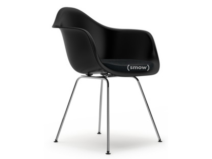 Eames Plastic Armchair RE DAX Tiefschwarz|Mit Sitzpolster|Nero|Standardhöhe - 43 cm|Verchromt