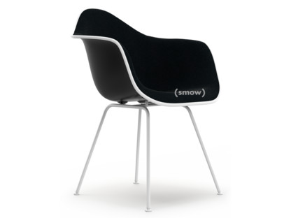 Eames Plastic Armchair RE DAX Tiefschwarz|Mit Vollpolsterung|Nero|Standardhöhe - 43 cm|Beschichtet weiß