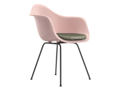 Eames Plastic Armchair RE DAX Zartrosé|Mit Sitzpolster|Warmgrey / elfenbein|Standardhöhe - 43 cm|Beschichtet basic dark