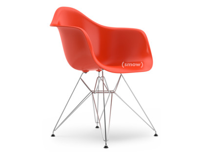 Eames Plastic Armchair RE DAR Rot (poppy red)|Ohne Polsterung|Ohne Polsterung|Standardhöhe - 43 cm|Verchromt