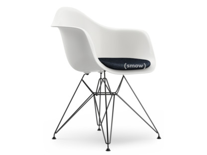 Eames Plastic Armchair RE DAR Weiß|Mit Sitzpolster|Dunkelblau / elfenbein|Standardhöhe - 43 cm|Beschichtet basic dark