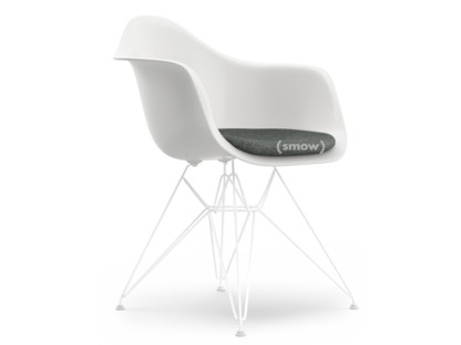 Eames Plastic Armchair RE DAR Weiß|Mit Sitzpolster|Nero / elfenbein|Standardhöhe - 43 cm|Beschichtet weiß