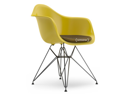 Eames Plastic Armchair RE DAR Senf|Mit Sitzpolster|Senf / dunkelgrau|Standardhöhe - 43 cm|Beschichtet basic dark