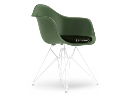 Eames Plastic Armchair RE DAR Forest|Mit Sitzpolster|Nero / forest|Standardhöhe - 43 cm|Beschichtet weiß