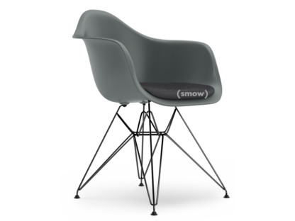 Eames Plastic Armchair RE DAR Granitgrau|Mit Sitzpolster|Dunkelgrau|Standardhöhe - 43 cm|Beschichtet basic dark