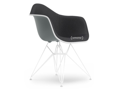 Eames Plastic Armchair RE DAR Granitgrau|Mit Vollpolsterung|Dunkelgrau|Standardhöhe - 43 cm|Beschichtet weiß