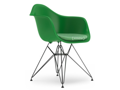 Eames Plastic Armchair RE DAR Grün|Mit Sitzpolster|Grün / elfenbein|Standardhöhe - 43 cm|Beschichtet basic dark