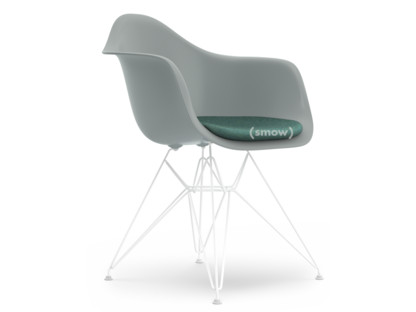 Eames Plastic Armchair RE DAR Hellgrau|Mit Sitzpolster|Eisblau / elfenbein|Standardhöhe - 43 cm|Beschichtet weiß