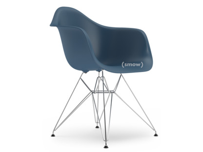 Eames Plastic Armchair RE DAR Meerblau|Ohne Polsterung|Ohne Polsterung|Standardhöhe - 43 cm|Verchromt