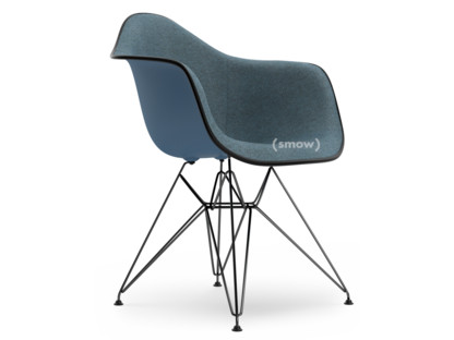 Eames Plastic Armchair RE DAR Meerblau|Mit Vollpolsterung|Eisblau / moorbraun|Standardhöhe - 43 cm|Beschichtet basic dark