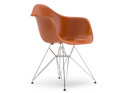 Eames Plastic Armchair RE DAR Rostorange|Ohne Polsterung|Ohne Polsterung|Standardhöhe - 43 cm|Verchromt