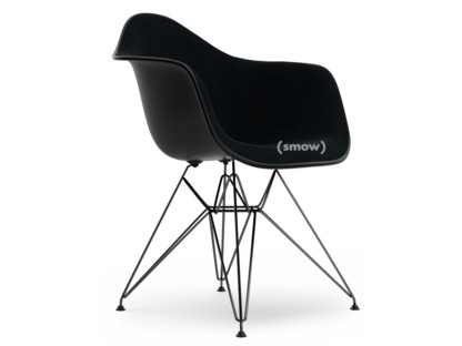 Eames Plastic Armchair RE DAR Tiefschwarz|Mit Vollpolsterung|Nero|Standardhöhe - 43 cm|Beschichtet basic dark