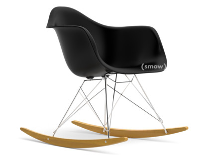 Eames Plastic Armchair RE RAR Tiefschwarz|Verchromt|Ahorn gelblich