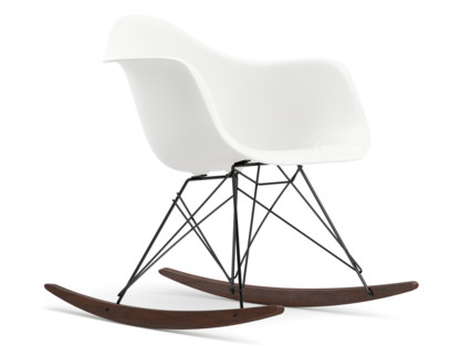 Eames Plastic Armchair RE RAR Weiß|Beschichtet basic dark|Ahorn dunkel