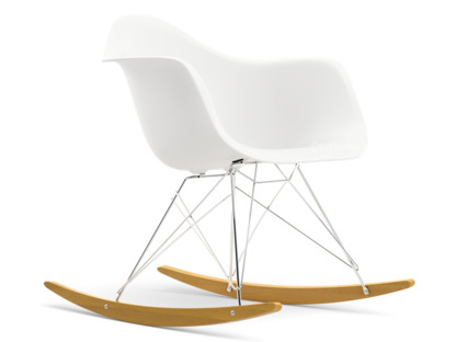 Eames Plastic Armchair RE RAR Weiß|Verchromt|Ahorn gelblich