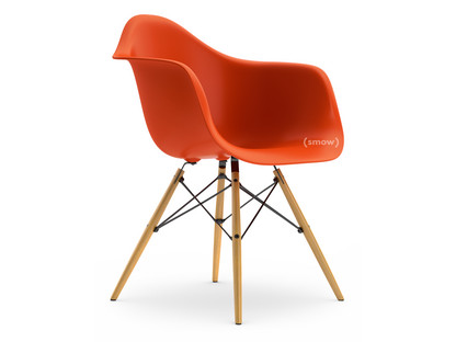 Eames Plastic Armchair RE DAW Rot (poppy red)|Ohne Polsterung|Ohne Polsterung|Standardhöhe - 43 cm|Esche honigfarben