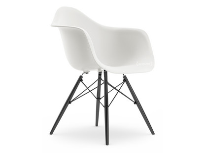 Eames Plastic Armchair RE DAW Weiß|Ohne Polsterung|Ohne Polsterung|Standardhöhe - 43 cm|Ahorn schwarz