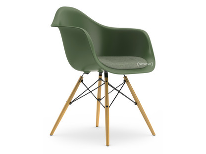 Eames Plastic Armchair RE DAW Forest|Mit Sitzpolster|Elfenbein / forest|Standardhöhe - 43 cm|Esche honigfarben