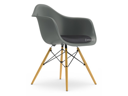 Eames Plastic Armchair RE DAW Granitgrau|Mit Sitzpolster|Dunkelgrau|Standardhöhe - 43 cm|Ahorn gelblich