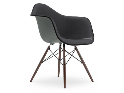 Eames Plastic Armchair RE DAW Granitgrau|Mit Vollpolsterung|Dunkelgrau|Standardhöhe - 43 cm|Ahorn dunkel