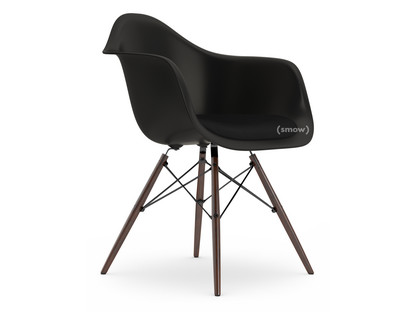 Eames Plastic Armchair RE DAW Tiefschwarz|Mit Sitzpolster|Nero|Standardhöhe - 43 cm|Ahorn dunkel