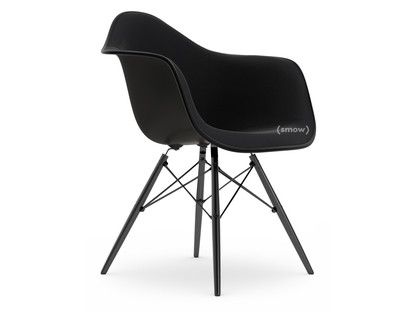 Eames Plastic Armchair RE DAW Tiefschwarz|Mit Vollpolsterung|Nero|Standardhöhe - 43 cm|Ahorn schwarz