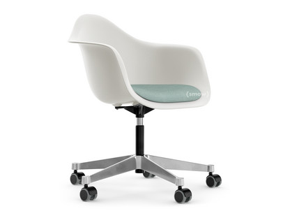 Eames Plastic Armchair RE PACC Weiß|Mit Sitzpolster|Eisblau / elfenbein