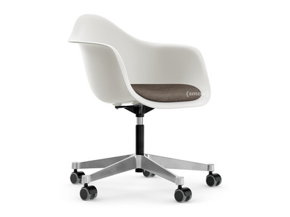 Eames Plastic Armchair RE PACC Weiß|Mit Sitzpolster|Warmgrey / moorbraun